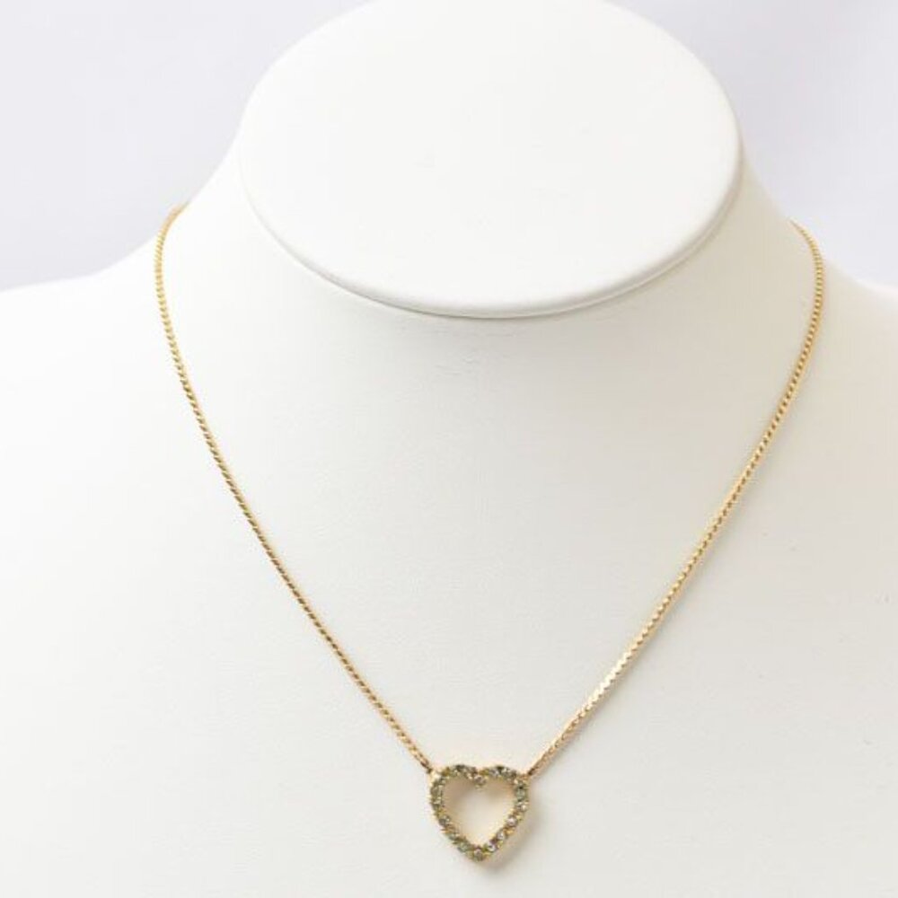 Christian Dior Necklace Pendant Vintage Heart Mochi Rhinestone - Picture 5 of 5
